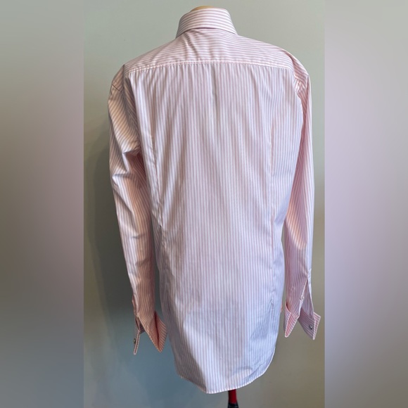 Hugo Boss - Pink/ white stripe dress shirt w/french cuffs Size 41 (16”neck) - Picture 4 of 4